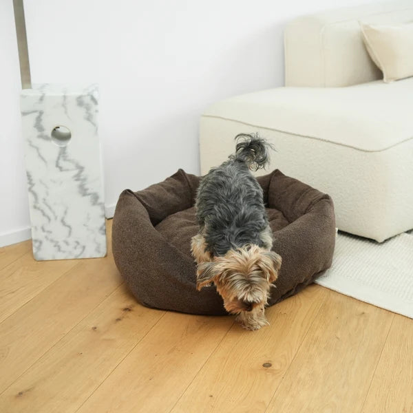 Lit pour chien rond - Bouclé marron - Staey