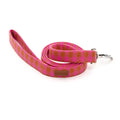 Laisse simple - Vichy magenta & marron  - Puddle Jumper Pups