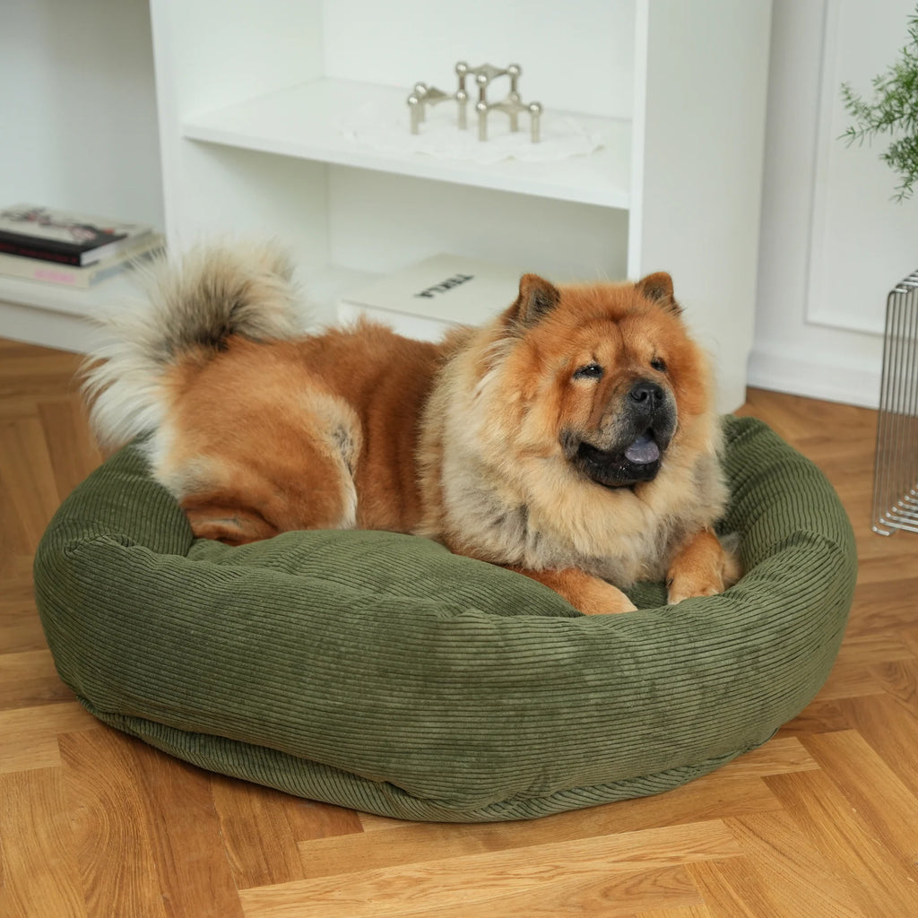 Lit pour chien rond - Velour vert - Staey