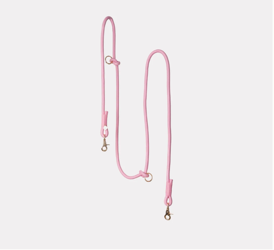 Laisse tressée mains libres - Rose - Furlou