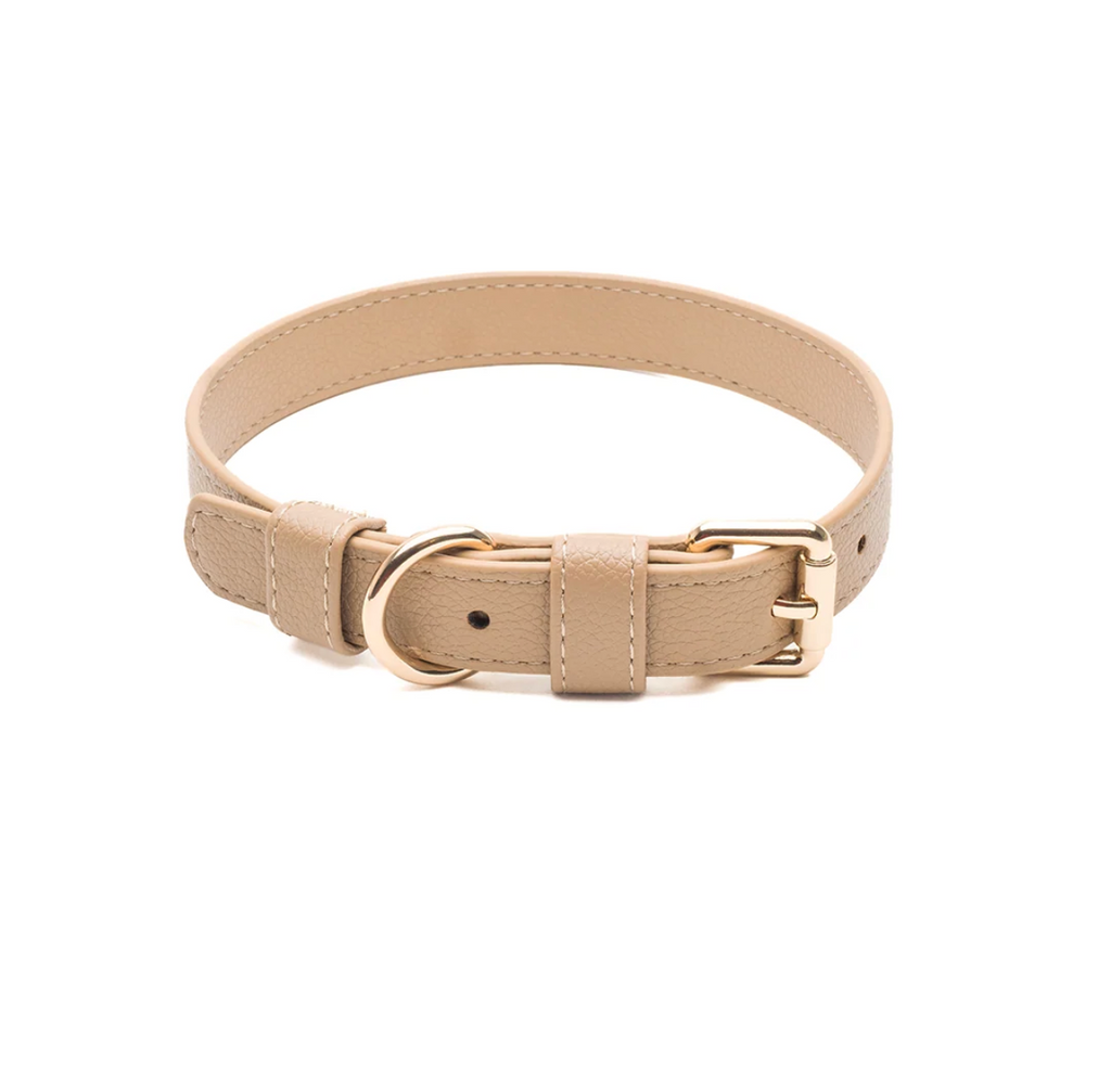 Collier similicuir vegan - Beige - Tobia Dog Studio