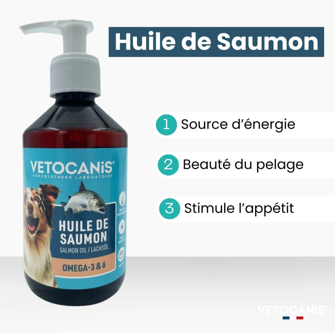 Huile de saumon, oméga 3 & 6 - Vetocanis