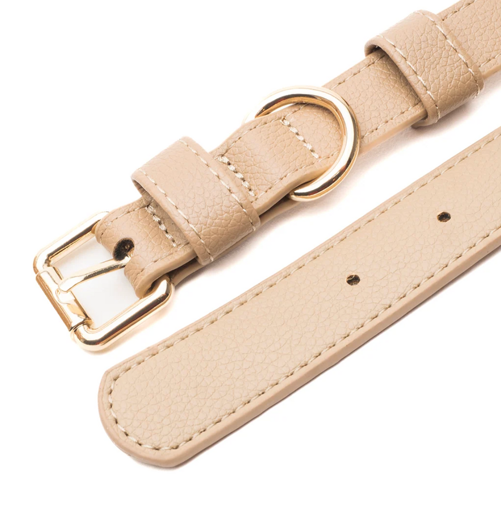 Collier similicuir vegan - Beige - Tobia Dog Studio