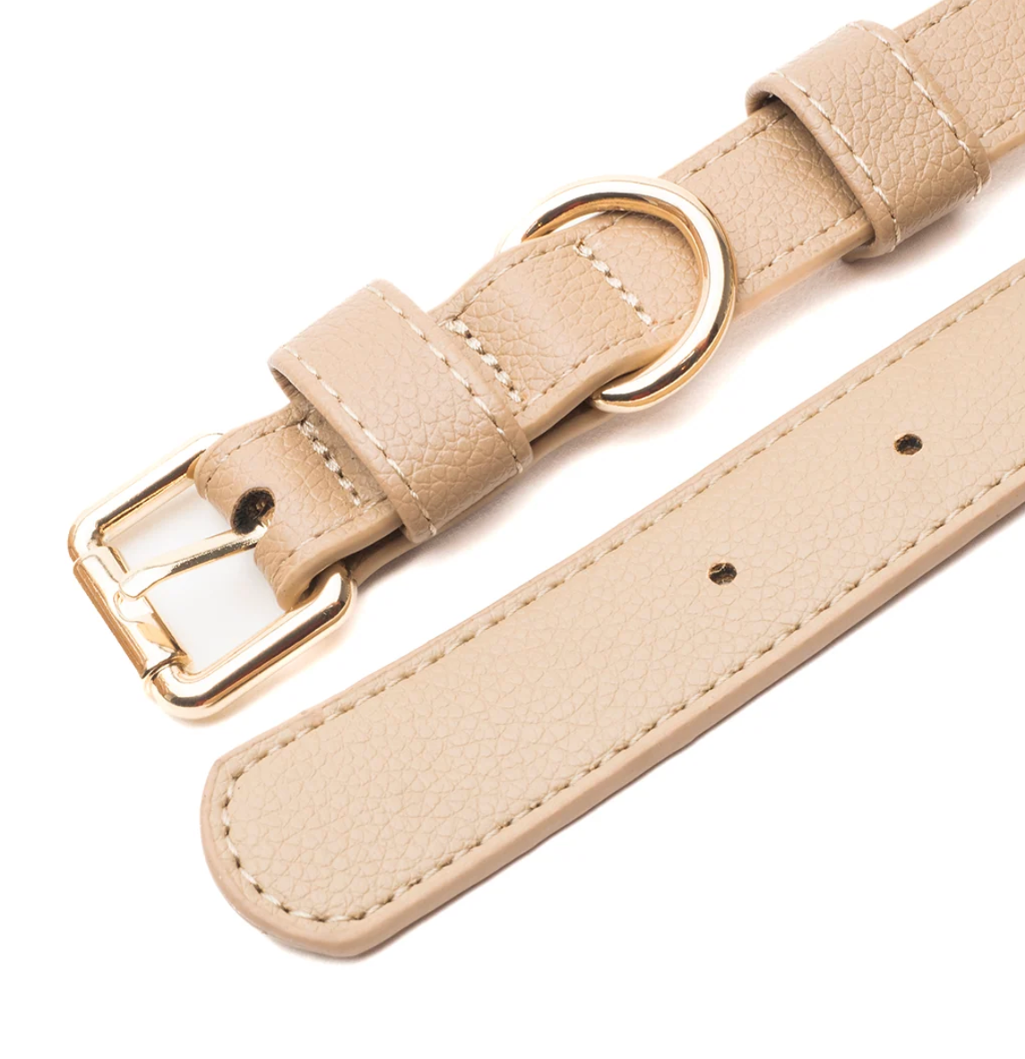 Collier similicuir vegan - Beige - Tobia Dog Studio