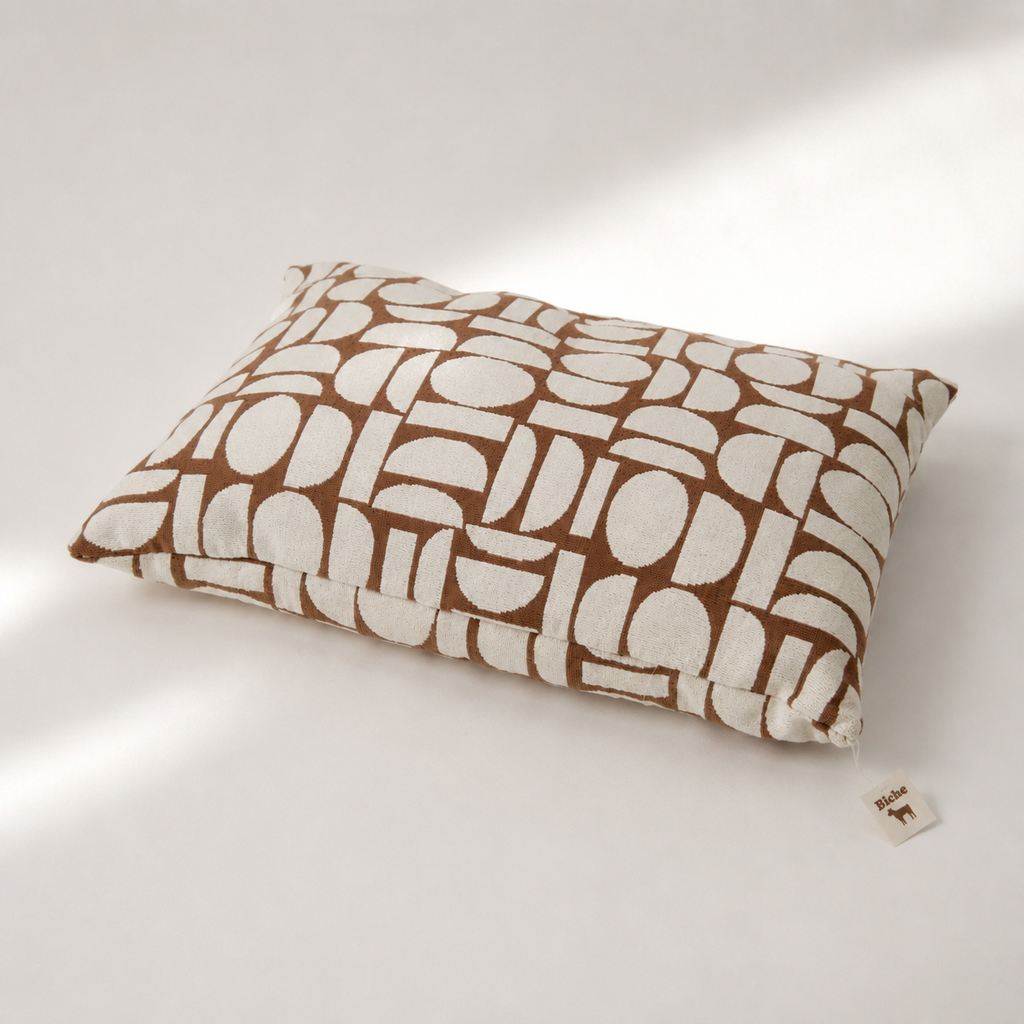 Lit pour chien - Motif géométrique écru et marron