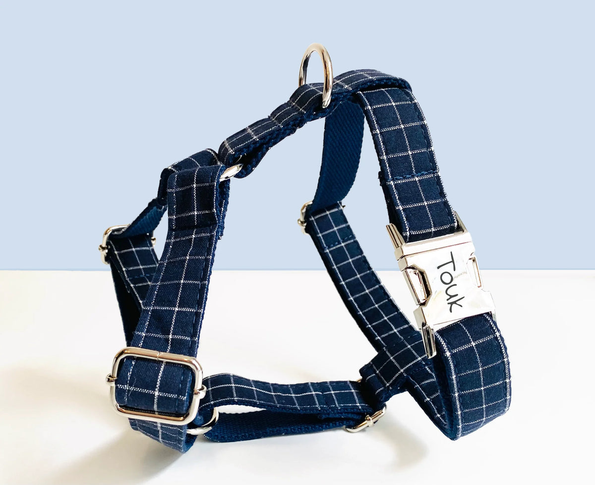 Harnais – Carreaux Bleu Marine – Bandes de Canailles
