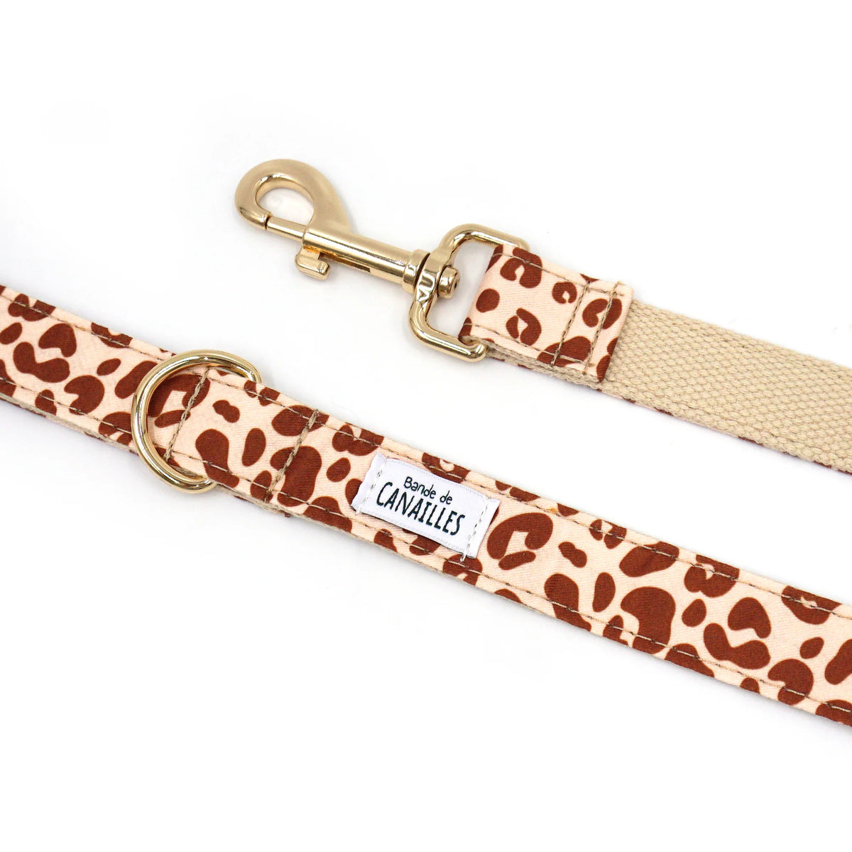 Laisse multiposition coton léopard sable - Bande de Canailles