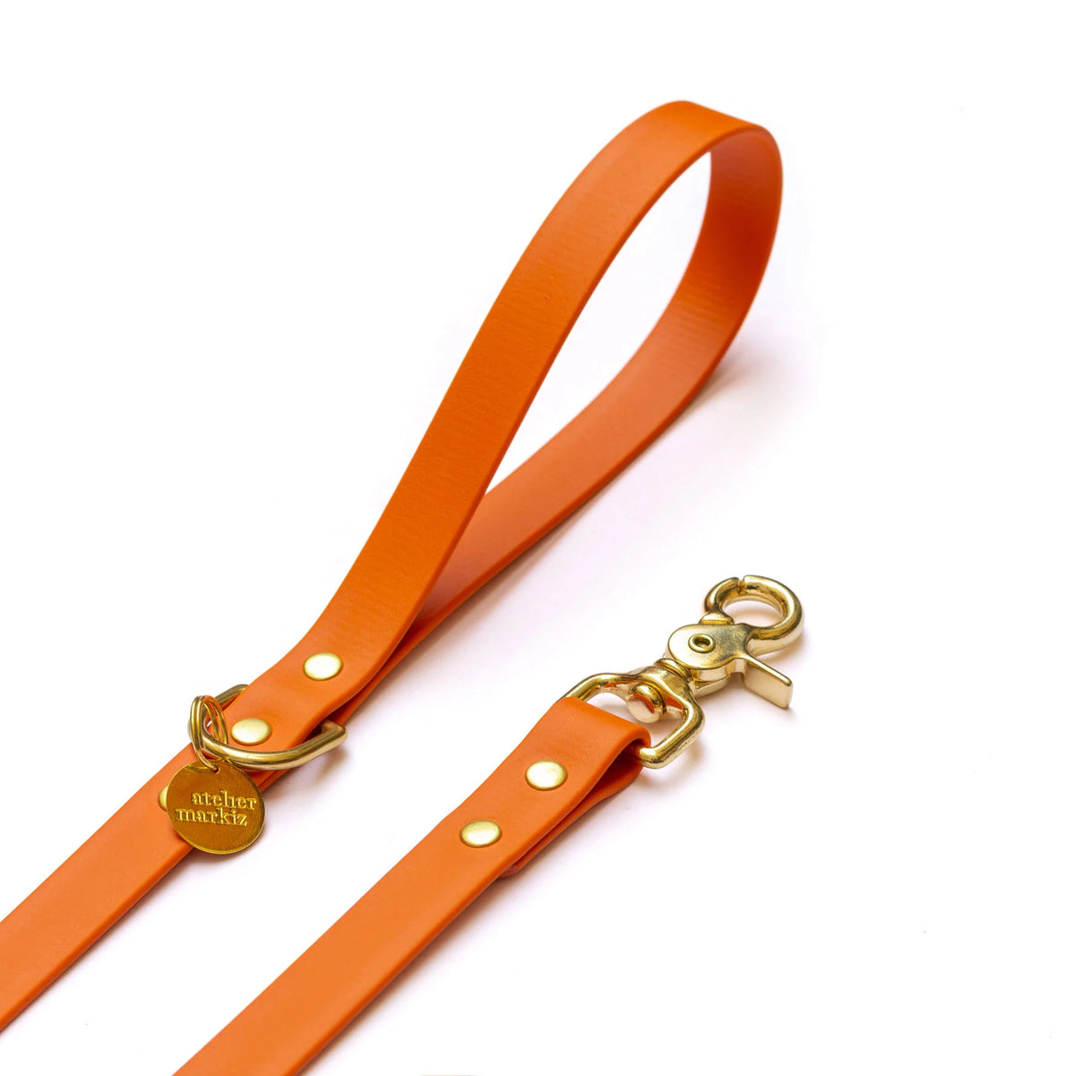 Laisse mains libres en Biothane Orange vif – 19mm - Atelier Markiz