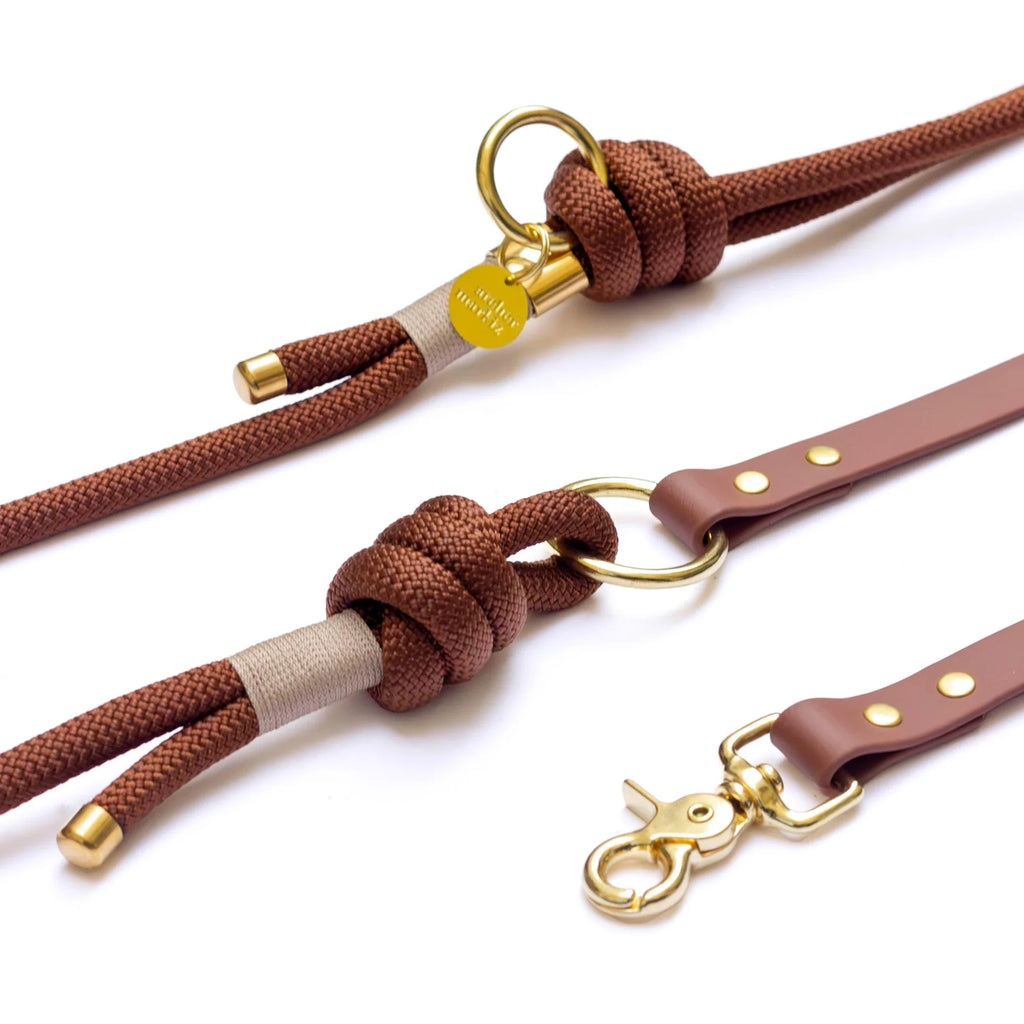 Laisse mains libres corde x Biothane Brownie - 19mm - Atelier Markiz