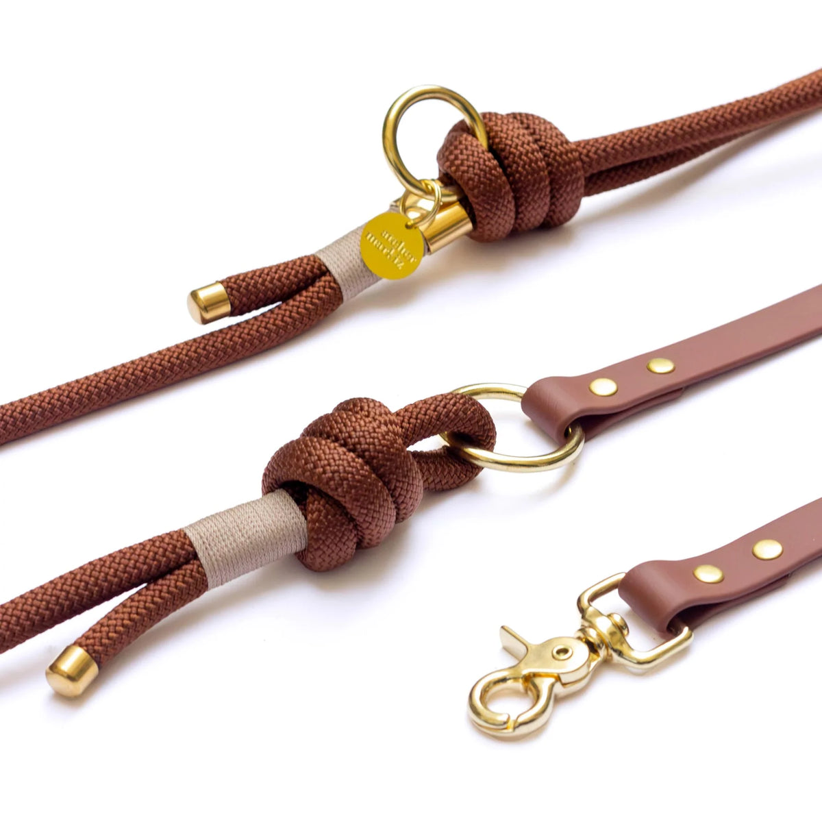 Laisse mains libres corde x Biothane Brownie - 19mm - Atelier Markiz